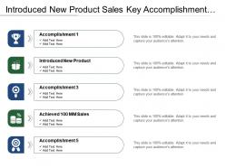 Introduced new product sales key accomplishments list with arrows and boxes