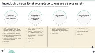 Introducing Security At Workplace To Ensure Assets Safety Strategic Organizational Security Plan