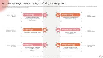 Introducing Unique Services To Differentiate From Marketing Strategies For Spa Business Strategy SS V