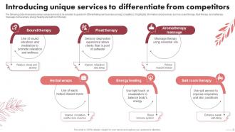 Introducing Unique Services To Differentiate Spa Marketing Plan To Increase Bookings And Maximize