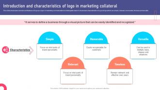 Introduction And Characteristics Of Logo In Marketing Collateral Types For Product MKT SS V