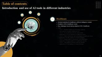 Introduction And Use Of AI Tools In Different Industries Powerpoint Presentation Slides AI CD Pre-designed Downloadable