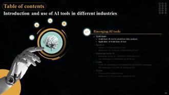 Introduction And Use Of AI Tools In Different Industries Powerpoint Presentation Slides AI CD Aesthatic Compatible