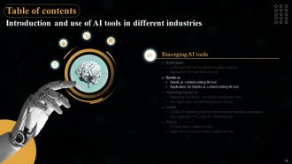 Introduction And Use Of AI Tools In Different Industries Powerpoint Presentation Slides AI CD Pre-designed Compatible
