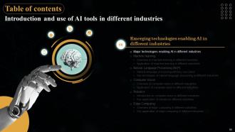 Introduction And Use Of AI Tools In Different Industries Powerpoint Presentation Slides AI CD Impactful Researched