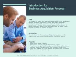Introduction for business acquisition proposal preamble  ppt presentation slides