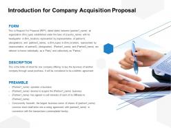Introduction for company acquisition proposal ppt powerpoint presentation file