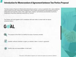 Introduction for memorandum of agreement between two parties proposal ppt icon