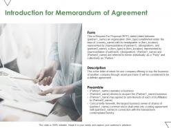 Introduction for memorandum of agreement ppt powerpoint presentation show aids