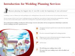 Introduction for wedding planning services ppt powerpoint gallery outfit