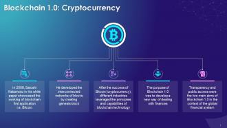 Introduction In Blockchain 1 0 Cryptocurrency Training Ppt