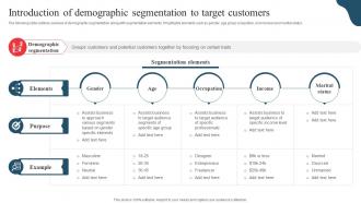 Introduction Of Demographic Segmentation Developing Marketing And Promotional MKT SS V