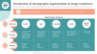 Introduction Of Demographic Segmentation To Target Customer Segmentation Targeting And Positioning