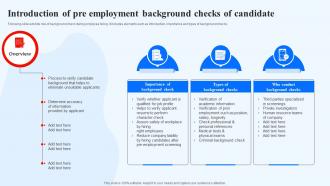 Introduction Of Pre Employment Background Checks Of Candidate Recruitment Technology