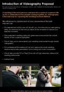 Introduction Of Videography Proposal One Pager Sample Example Document