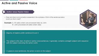 Introduction To Active And Passive Voice In Business Communication Training Ppt