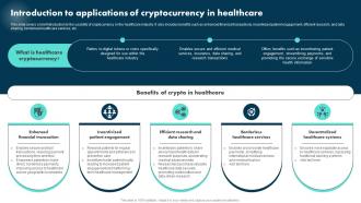 Introduction To Applications Of Cryptocurrency In Healthcare Exploring The Role BCT SS