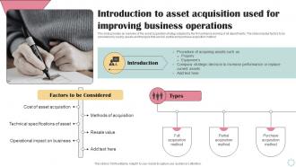 Introduction To Asset Acquisition Used For Business Operational Efficiency Strategy SS V