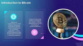 Introduction To Bitcoin As A Cryptocurrency Training Ppt