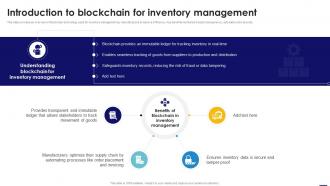 Introduction To Blockchain For Inventory Management Blockchain In Manufacturing A Complete Guide BCT SS