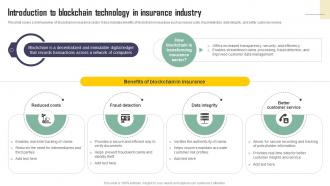 Introduction To Blockchain Technology In Insurance Industry Exploring Blockchains Impact On Insurance BCT SS V