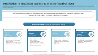 Introduction To Blockchain Technology In Manufacturing Sector BCT SS