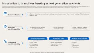 Introduction To Branchless Banking In Next Generation Deployment Of Banking Omnichannel