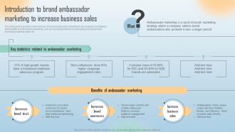 Introduction To Brand Ambassador Marketing To Increase Business Word Of Mouth Marketing