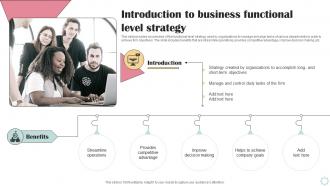 Introduction To Business Functional Level Strategy Business Operational Efficiency Strategy SS V