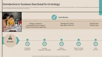 Introduction To Business Functional Level Strategy Optimizing Functional Level Strategy SS V