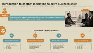 Introduction To Chatbot Marketing To Drive Business Sales Boost Customer Engagement MKT SS