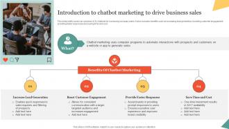 Introduction To Chatbot Marketing To Drive Business Sales Using Interactive Marketing MKT SS V