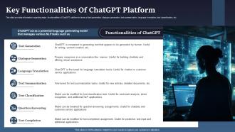 Introduction To Chatgpt Key Functionalities Of Chatgpt Platform Chatgpt SS
