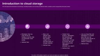 Introduction To Cloud Storage Virtual Cloud IT Ppt Styles Themes