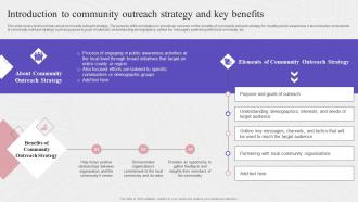 Introduction To Community Outreach Strategy And Key Complete Guide To Community Strategy SS
