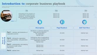 Introduction To Corporate Business Playbook Blueprint To Optimize Business Operations And Increase Revenues
