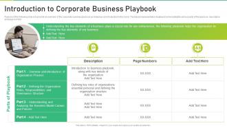 Introduction To Corporate Business Playbook Ppt Grid