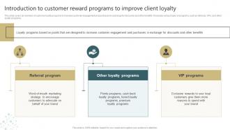 Introduction To Customer Reward Programs To Improve Conducting Successful Customer