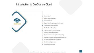 Introduction to devops on cloud devops ppt powerpoint presentation icon graphics download