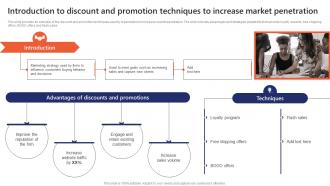 Introduction To Discount And Promotion Techniques To Market Penetration To Improve Brand Strategy SS