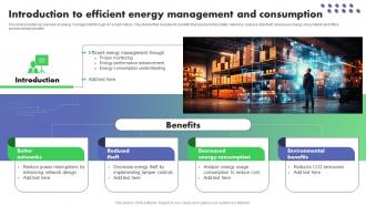 Introduction To Efficient Energy Optimizing Energy Through IoT Smart Meters IoT SS