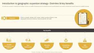 Introduction To Geographic Expansion Strategy Overview And Key Implementing Product And Market Strategy SS