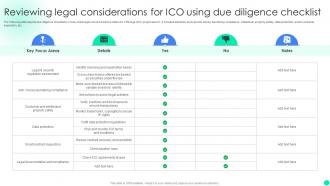 Introduction To Initial Coin Reviewing Legal Considerations For Ico Using Due Diligence BCT SS V