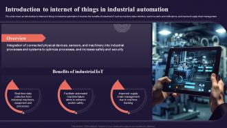 Introduction To Internet Of Things In Industrial Introduction To Internet Of Things IoT SS