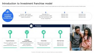 Introduction To Investment Franchise Model Guide For Establishing Franchise Business