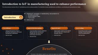 Introduction To IoT In Manufacturing IoT Solutions In Manufacturing Industry IoT SS