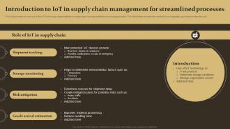 Introduction To IoT In Supply Chain Management IoT Supply Chain Management IoT SS