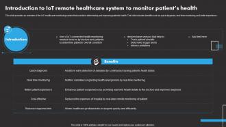 Introduction To IoT Remote Healthcare IoT Remote Asset Monitoring And Management IoT SS