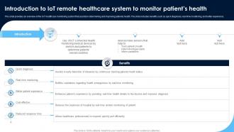 Introduction To IoT Remote Healthcare Monitoring Patients Health Through IoT Technology IoT SS V