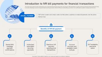 Introduction To IVR Bill Payments For Financial Deployment Of Banking Omnichannel